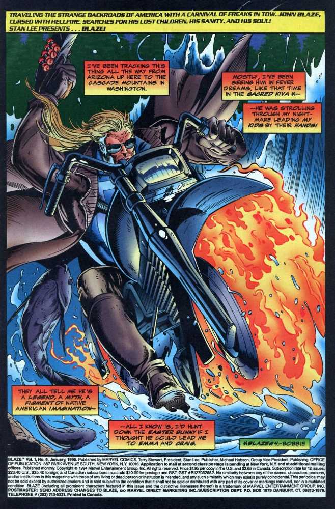 Blaze (Vol 1 | 1994) - Marvel (6 - Jan 1995) comic book collectible [Barcode 759606040438] - Main Image 2