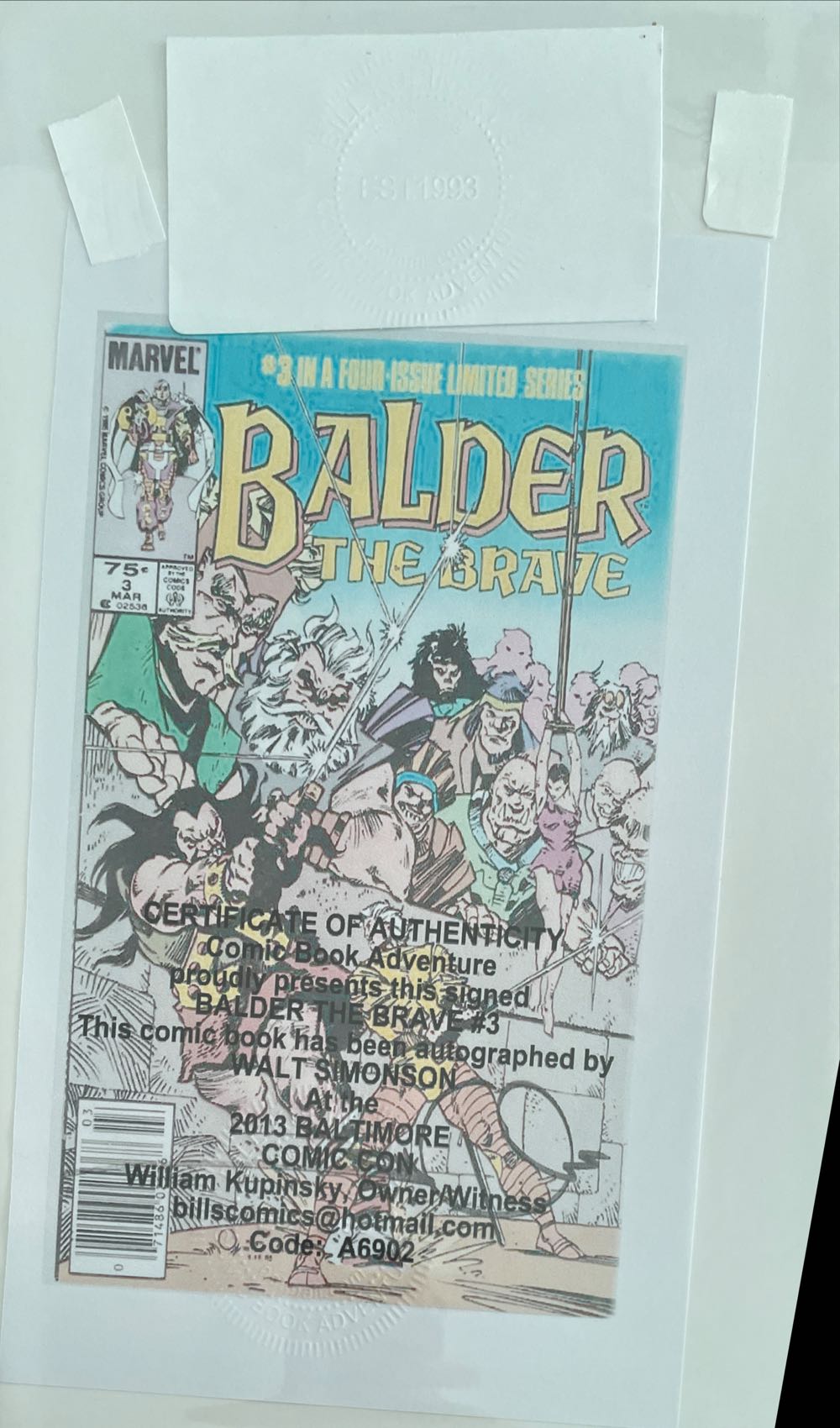 Balder The Brave - Marvel (3 - Mar 1986) comic book collectible [Barcode 071486025368] - Main Image 3