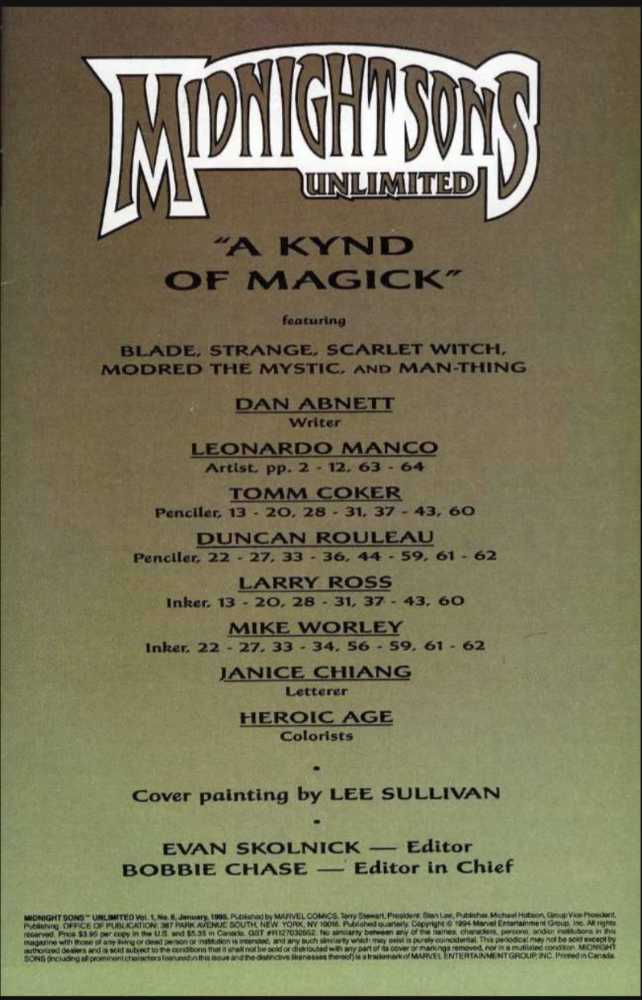 Midnight Sons Unlimited - Marvel Comics (8 - Jan 1995) comic book collectible [Barcode 071486013372] - Main Image 2