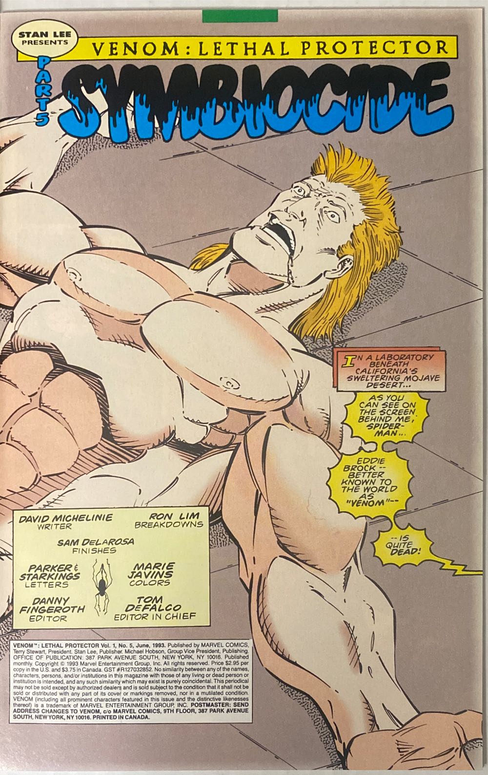 Venom: Lethal Protector - Marvel Comics (5 - Jun 1993) comic book collectible [Barcode 759606012022] - Main Image 3