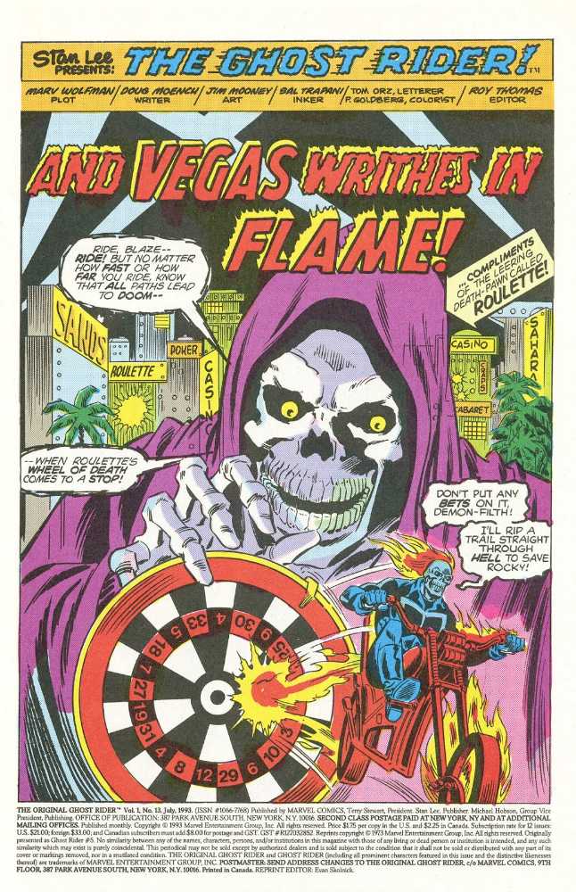 Original Ghost Rider - Marvel Comics (13 - Jul 1993) comic book collectible [Barcode 759606040308] - Main Image 2