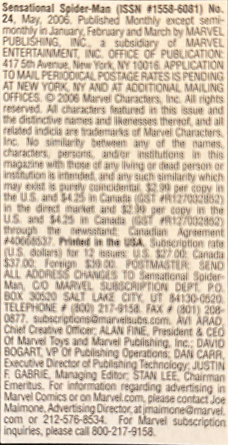 The Sensational Spider-Man - Marvel Comics (24 - May 2006) comic book collectible [Barcode 75960605521002411] - Main Image 3