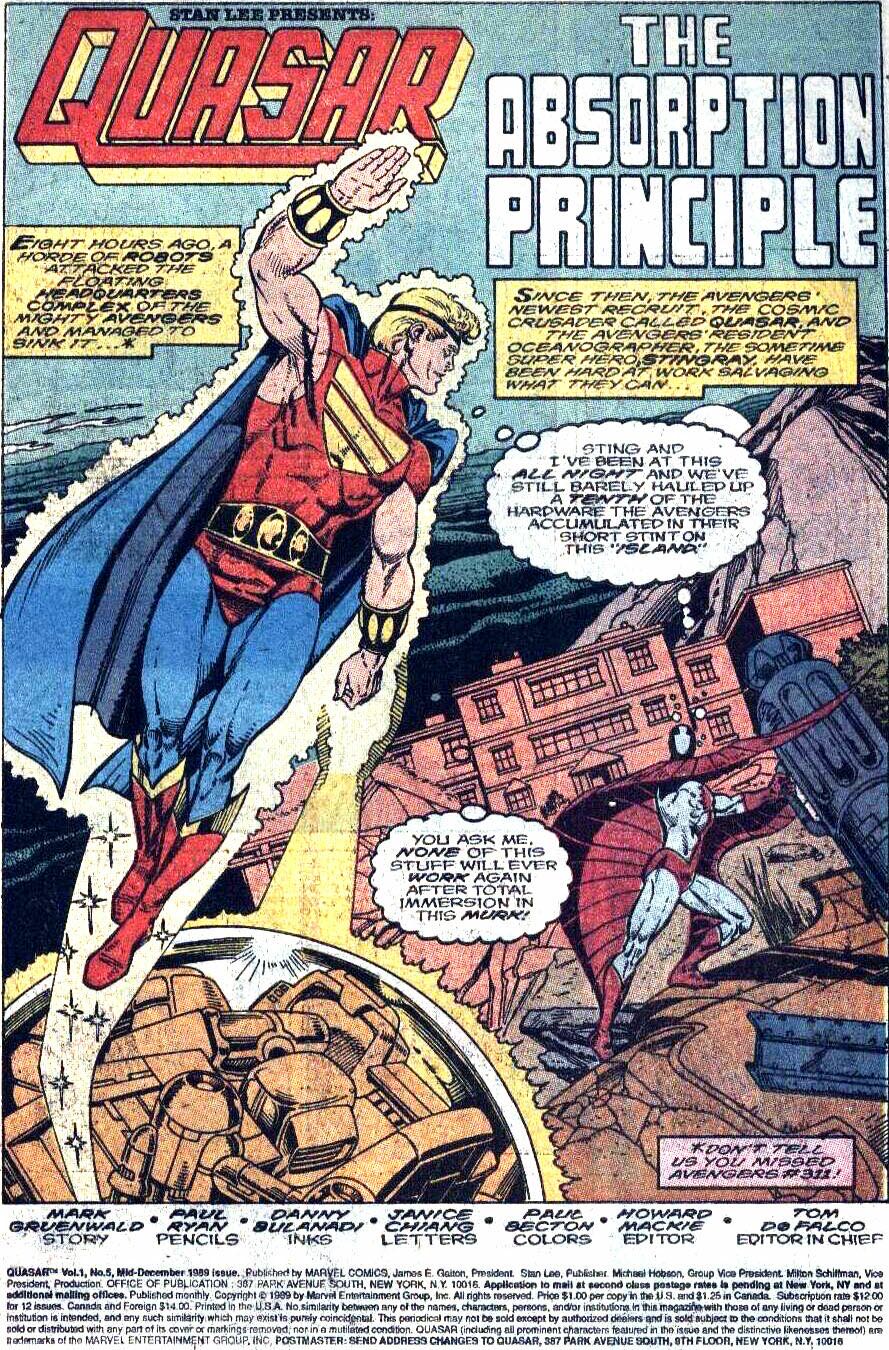 Quasar (1989) - Marvel (5 - Dec 1989) comic book collectible [Barcode 071486011026] - Main Image 2