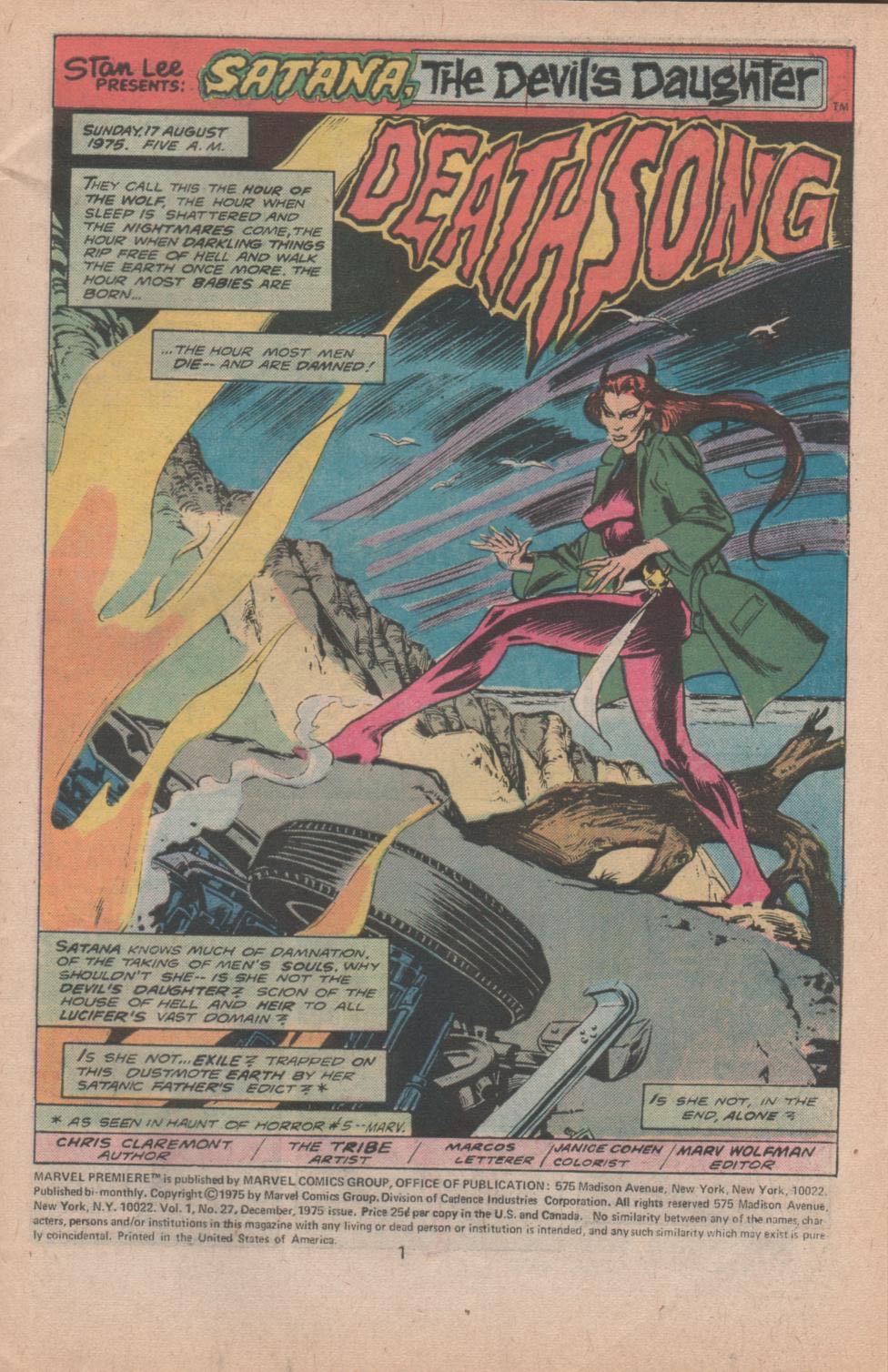 Marvel Premiere - Marvel Comics Group (27 - Dec 1975) comic book collectible [Barcode 071486021421] - Main Image 3