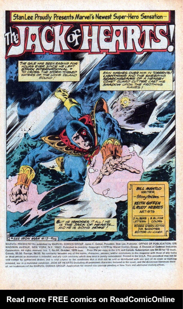 Marvel Premiere Featuring Jack Of Hearts - Marvel Comics Group (44 - 10/1978) comic book collectible [Barcode 071486021421] - Main Image 2