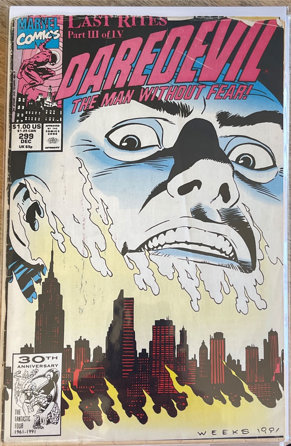 Daredevil The Man Without Fear  (299 - Dec 1991) comic book collectible [Barcode 759606025763] - Main Image 2