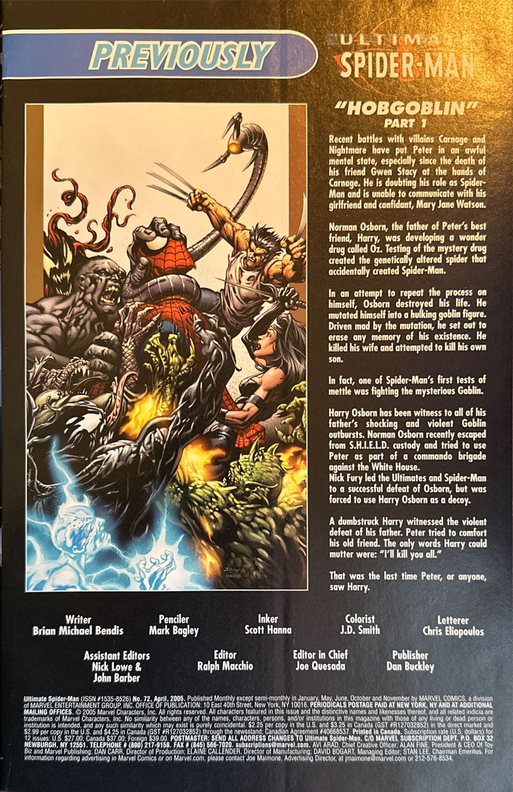 Ultimate Spider-Man - Marvel Comics (72 - Apr 2005) comic book collectible [Barcode 75960605031407211] - Main Image 3