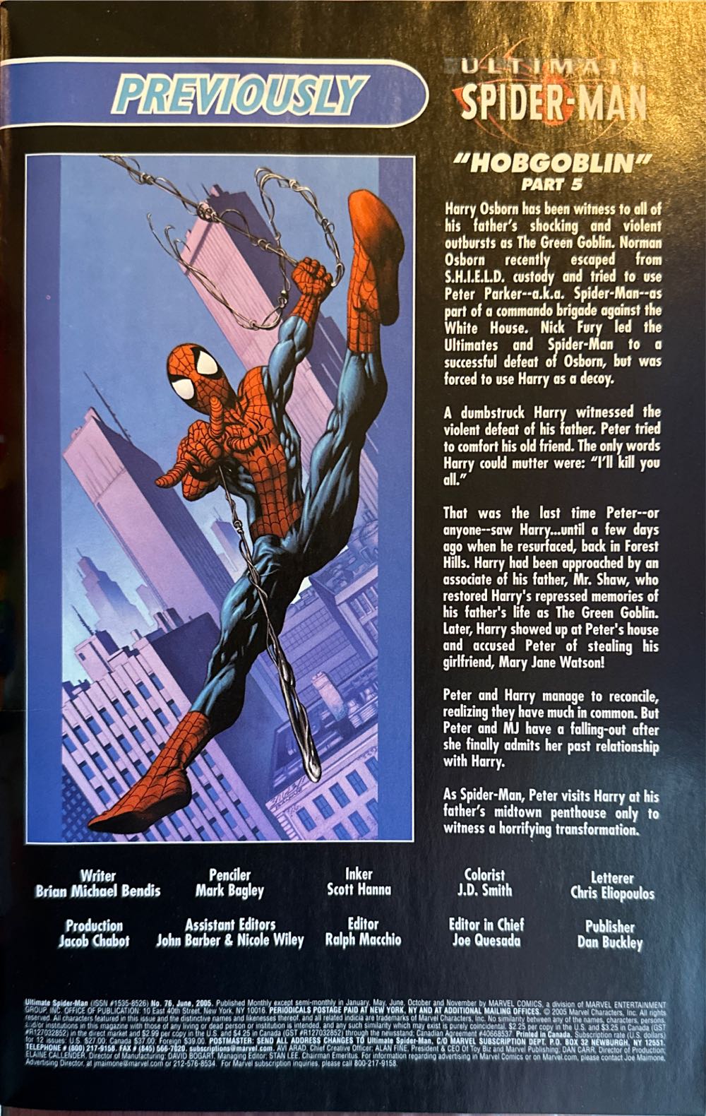 Ultimate Spider-Man - Marvel Comics (76 - Jun 2005) comic book collectible [Barcode 75960605031407611] - Main Image 2