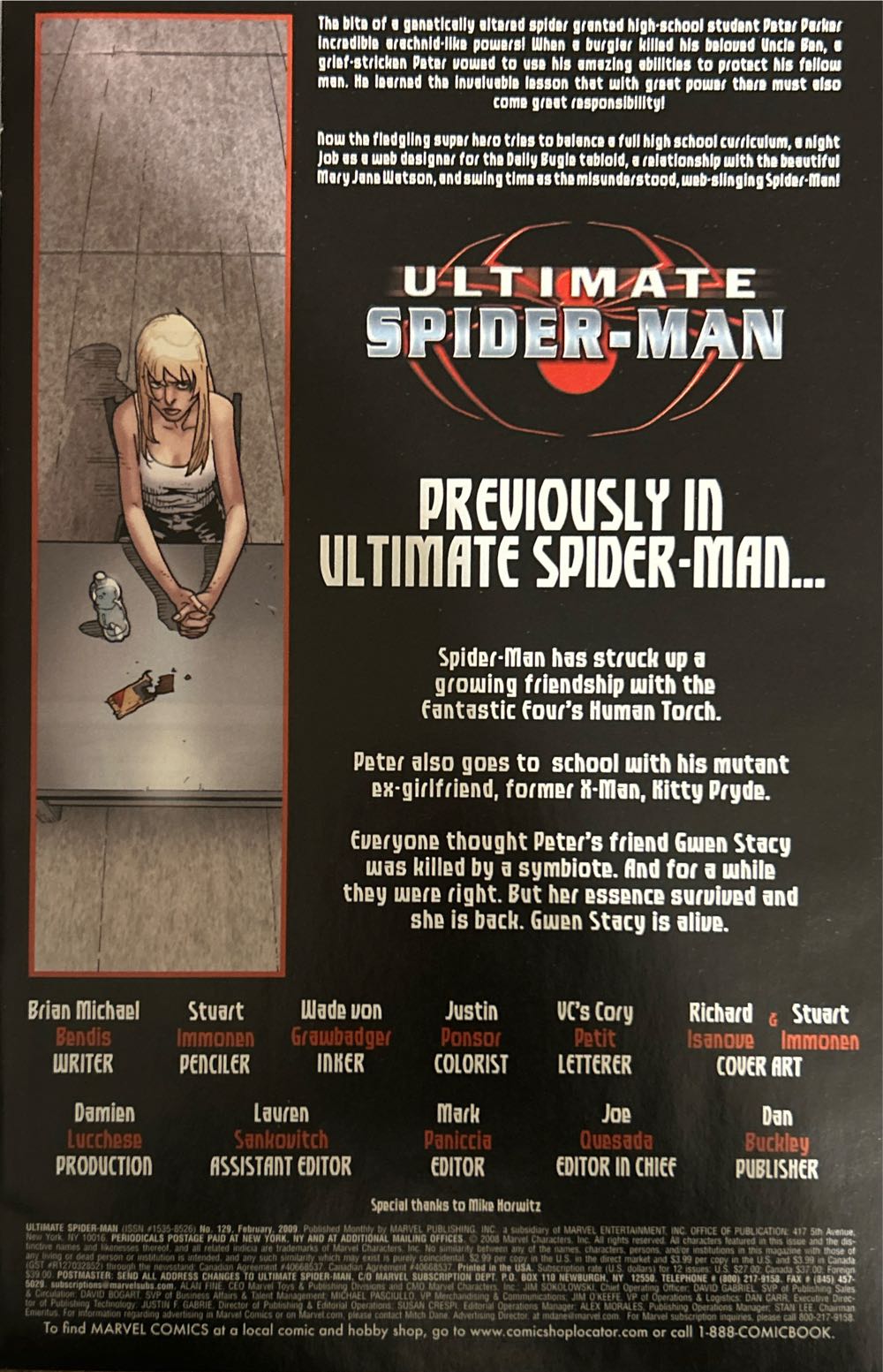 Ultimate Spider-Man (2000) - Marvel Ultimate Comics (129 - Feb 2009) comic book collectible [Barcode 75960605031412911] - Main Image 3