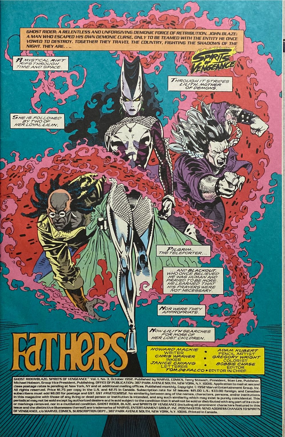 Ghost Rider / Blaze: Spirits Of Vengeance (Vol 1 | 1992) - Marvel (3 - Oct 1992) comic book collectible [Barcode 009281019275] - Main Image 3