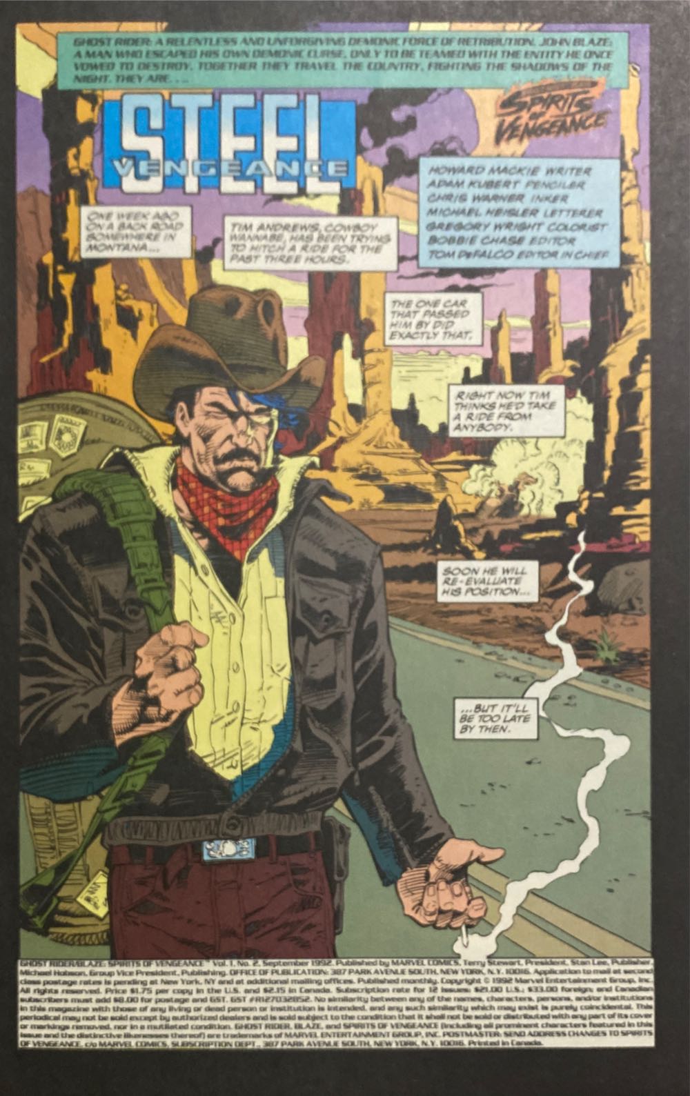 Ghost Rider / Blaze: Spirits Of Vengeance (Vol 1 | 1992) - Marvel Comics (2 - Sep 1992) comic book collectible [Barcode 009281019275] - Main Image 3