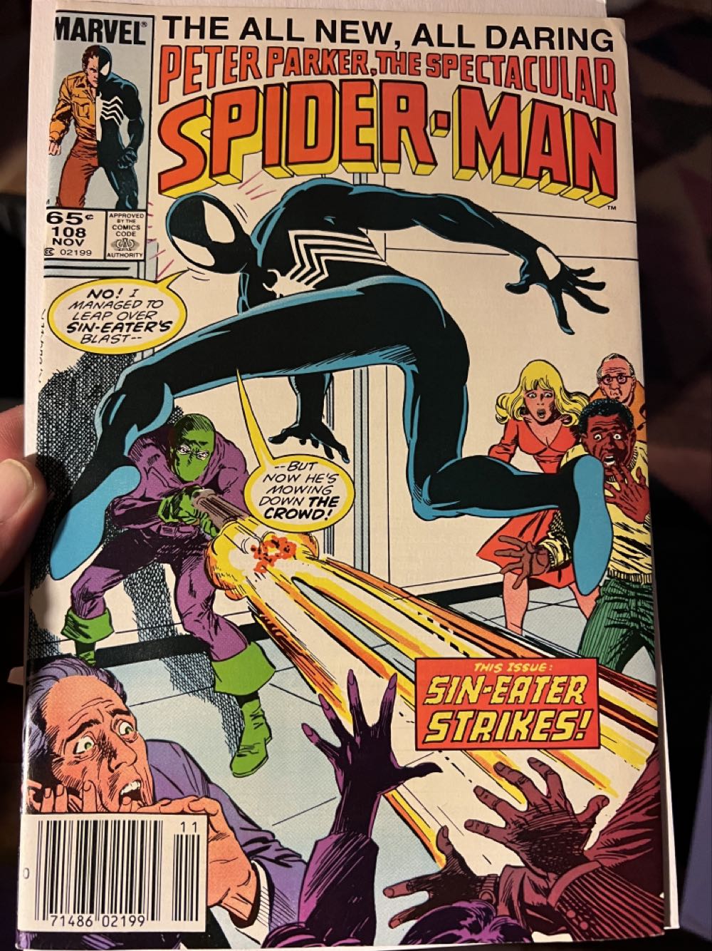 Peter Parker, The Spectacular Spider-man - Marvel Comics (108 - Nov 1985) comic book collectible [Barcode 071486021995] - Main Image 2