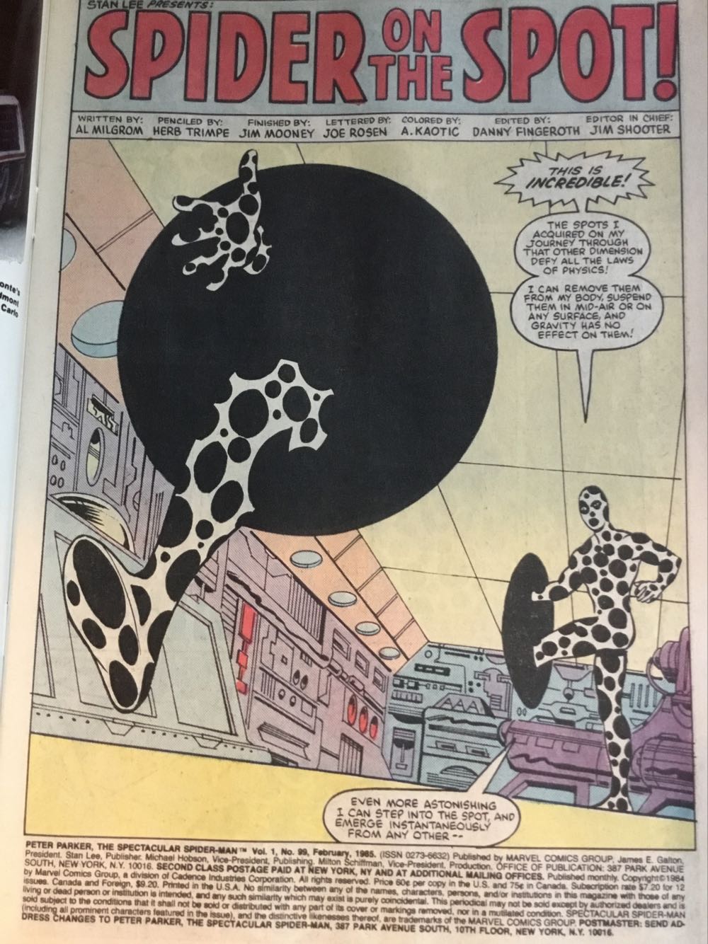 Peter Parker, The Spectacular Spider-man - Marvel Comics (99 - Feb 1985) comic book collectible [Barcode 7148602199] - Main Image 3