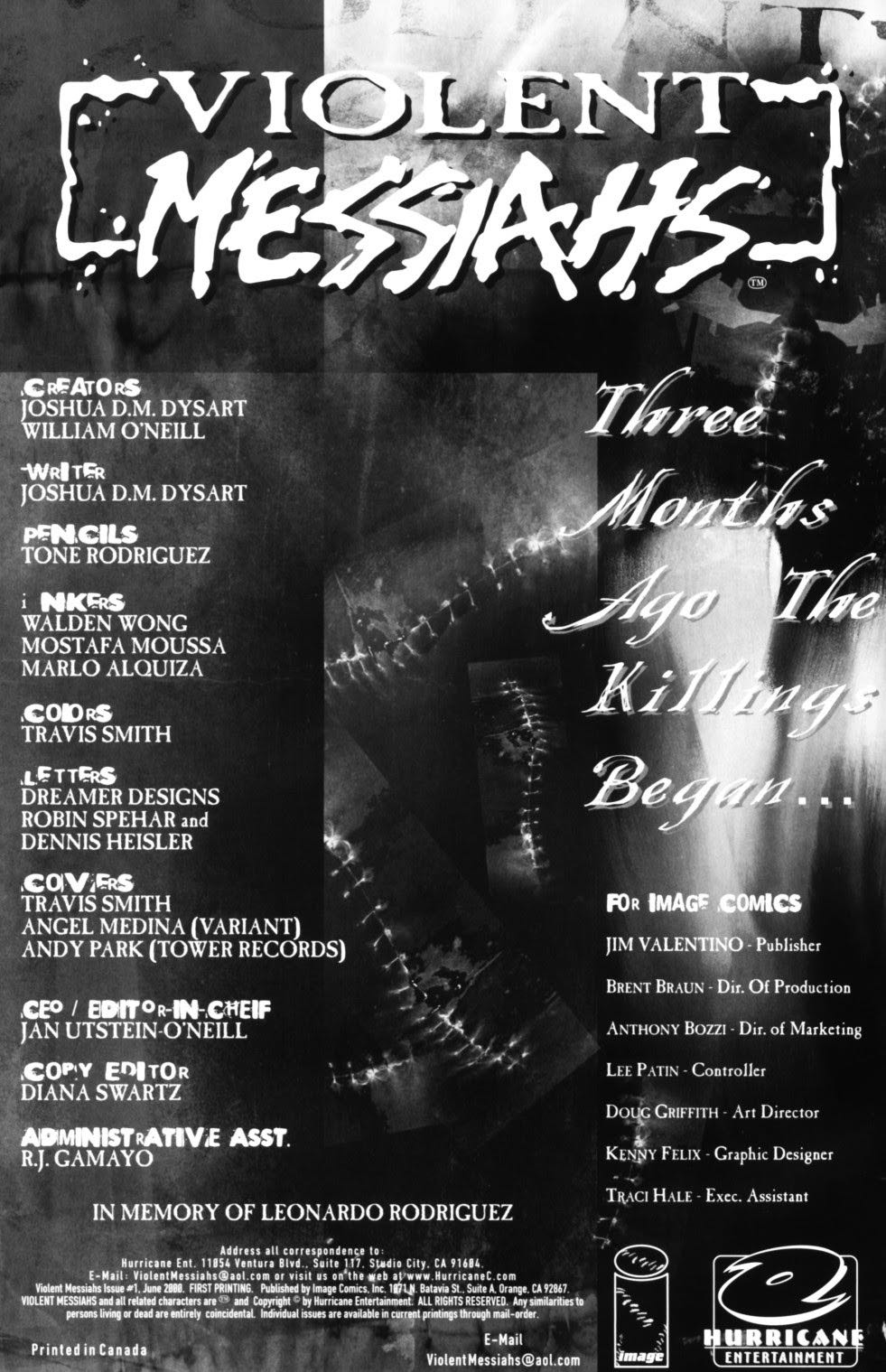 Violent Messiahs (vol.2) - Image Comics/Hurricane Entertainment (8 - Jan 2002) comic book collectible - Main Image 2