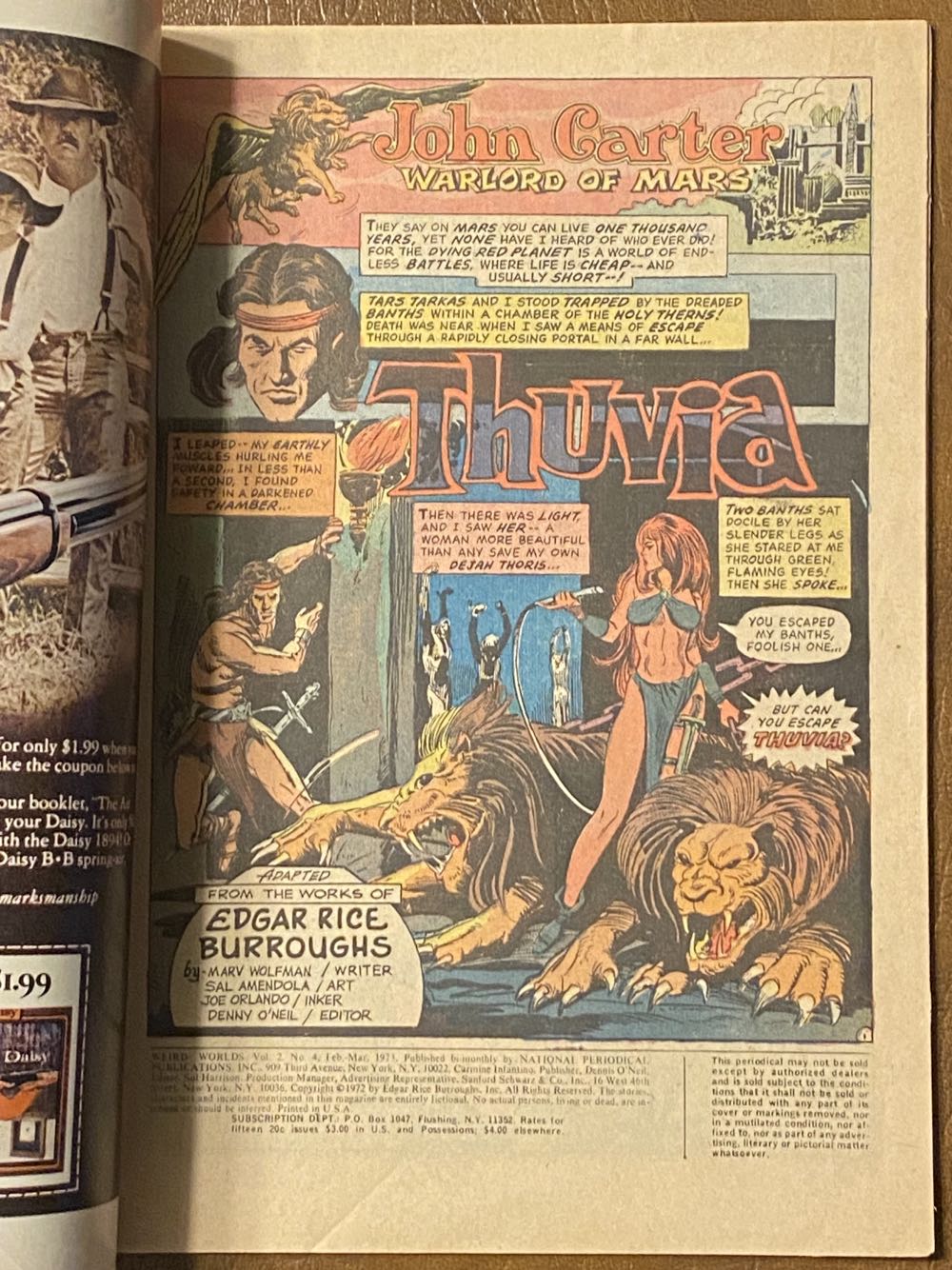 Weird Worlds - DC (Detective Comics) (4 - Mar 1973) comic book collectible [Barcode 000000000] - Main Image 2