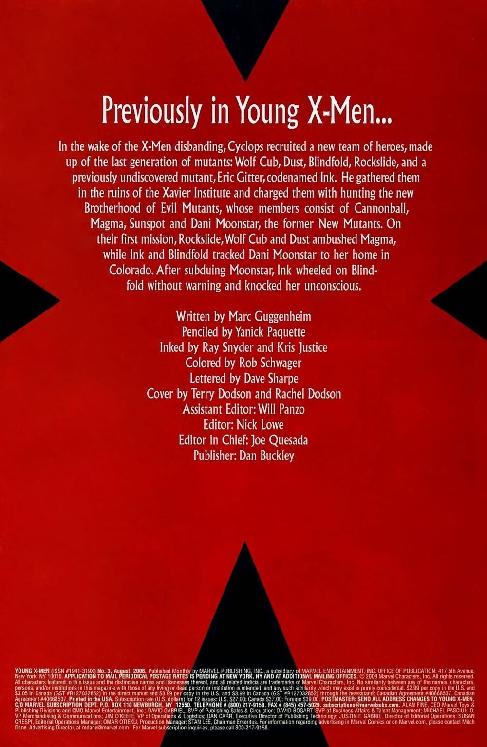 Young X-Men - Marvel Comics (3 - Aug 2008) comic book collectible [Barcode 009281021858] - Main Image 2