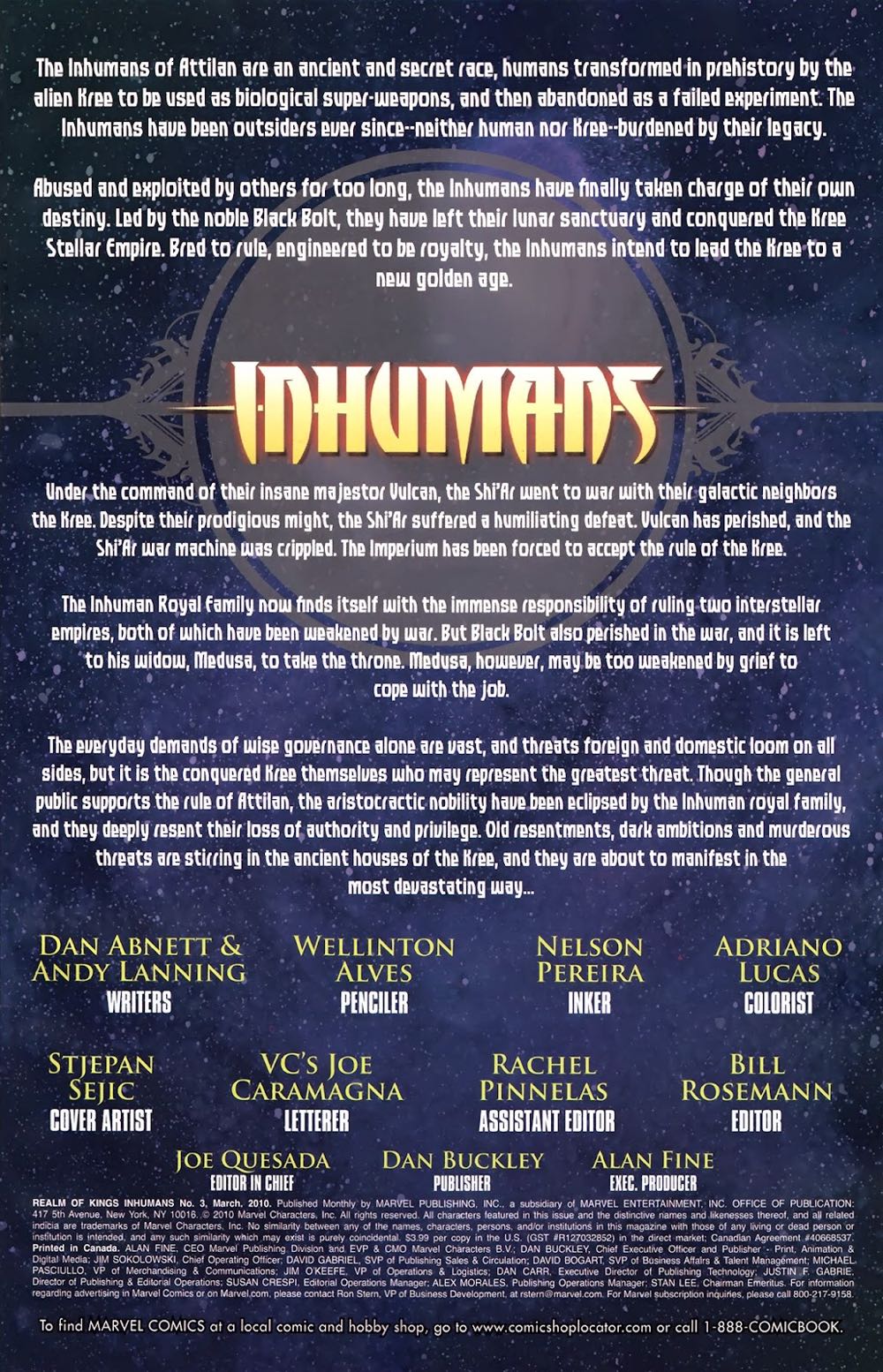 Realm Of Kings: Inhumans - Marvel Comics (3 - 3/1/10) comic book collectible [Barcode 759606069958] - Main Image 2