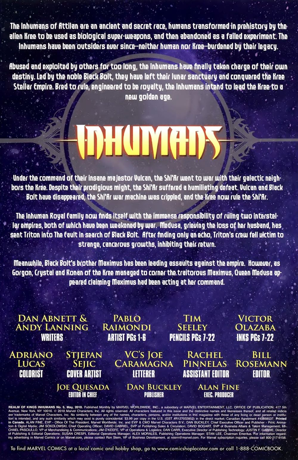 Realm Of Kings: Inhumans - Marvel Comics (5 - 05/2010) comic book collectible [Barcode 759606069958] - Main Image 2