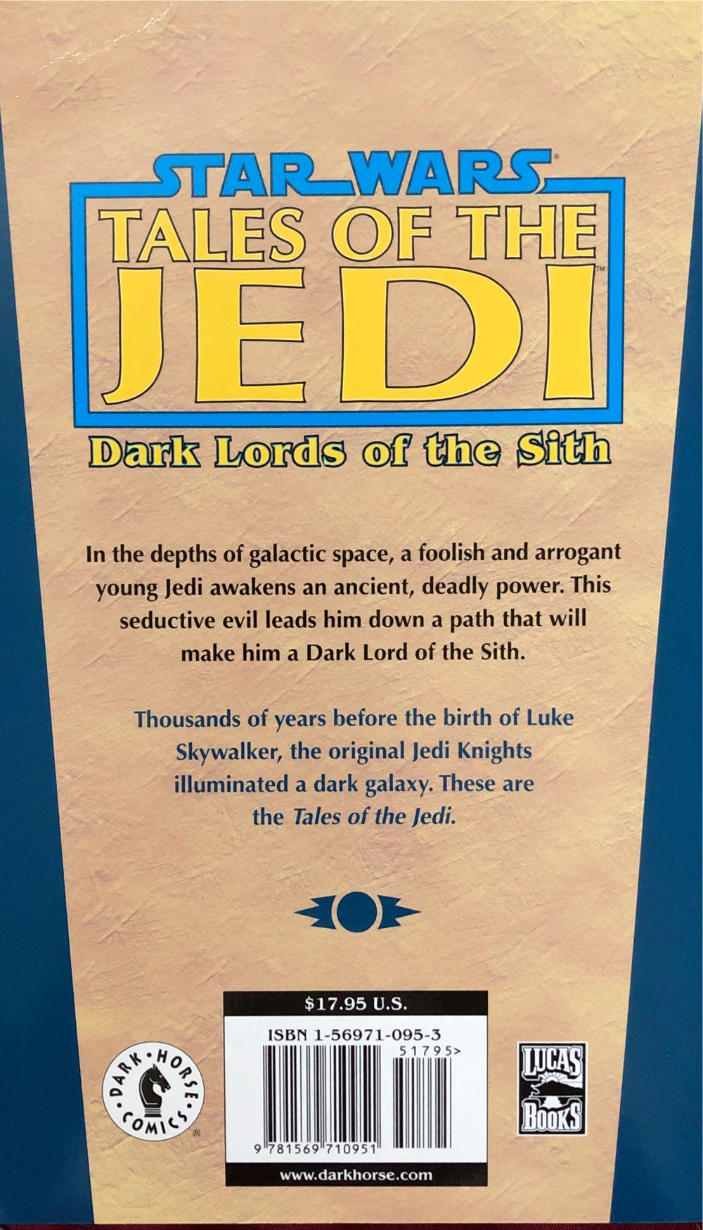 Star Wars: Tales of the Jedi: Dark Lords of the Sith - Dark Horse Comics (0 - 06/1993) comic book collectible [Barcode 9781569710951] - Main Image 2