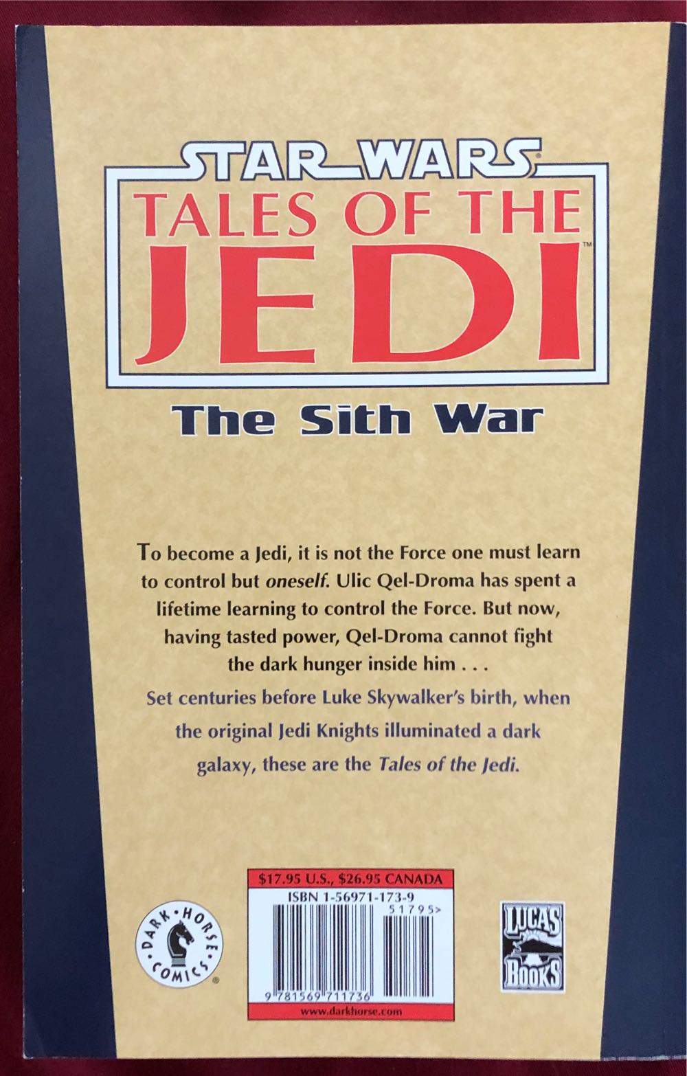 Star Wars: Tales of the Jedi: The Sith War - Dark Horse Comics (0) comic book collectible [Barcode 9781569711736] - Main Image 2