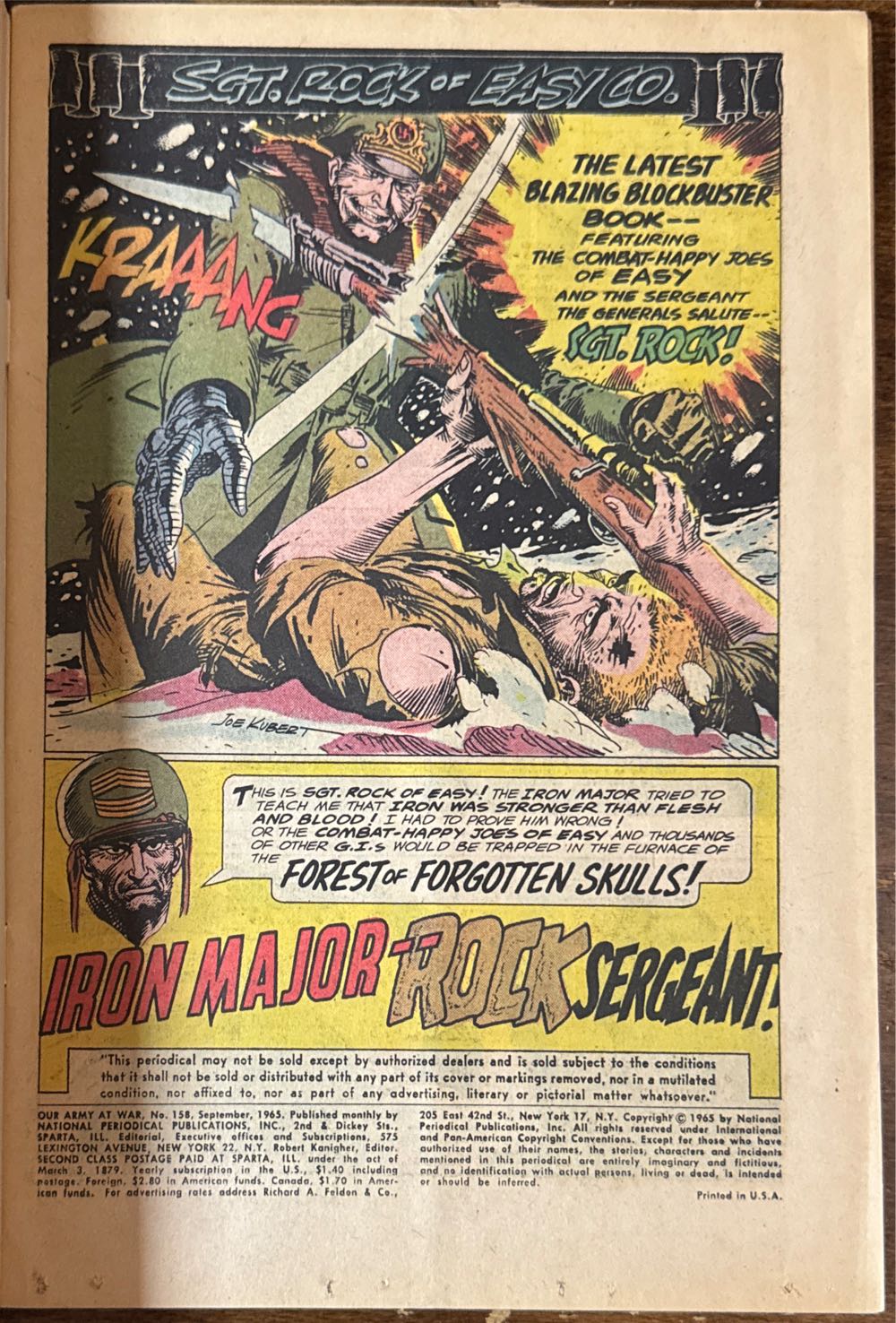 Our Army At War Featuring Sgt. Rock - National Periodical Publications Inc. (158 - 09/1965) comic book collectible - Main Image 3