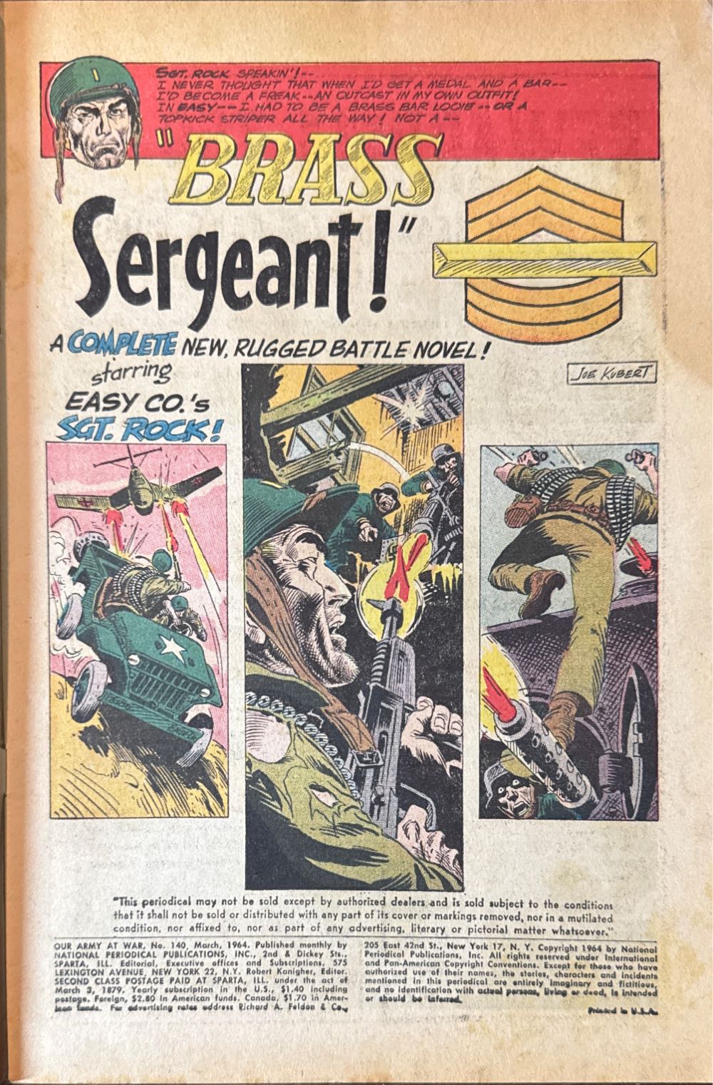 Our Army At War - National Periodical Publications Inc. (140 - Mar 1964) comic book collectible - Main Image 3