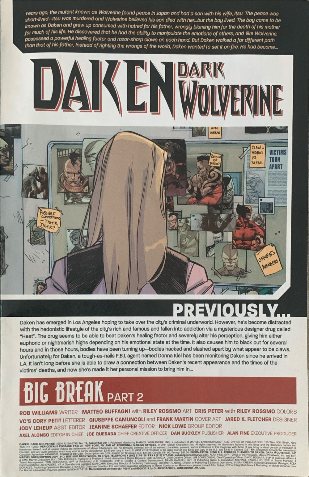 Daken: Dark Wolverine - Dan Buckley comic book collectible [Barcode 9780785160694] - Main Image 2