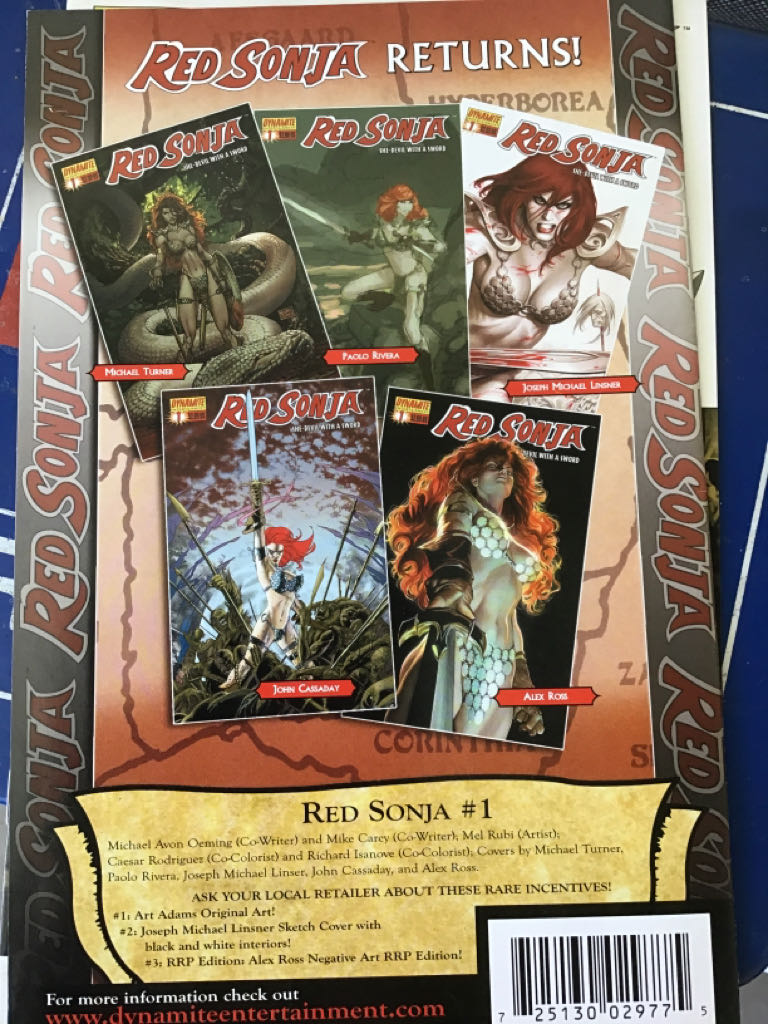 Red Sonja: She-Devil With A Sword - Dynamite (0 - Aug 2010) comic book collectible [Barcode 725130029775] - Main Image 2