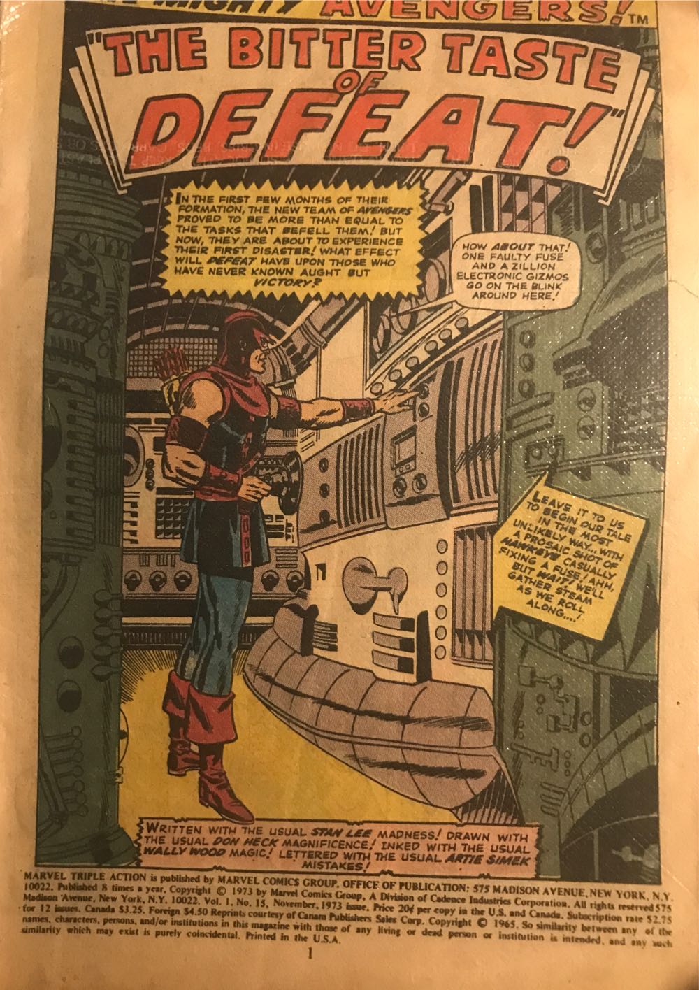 Avengers Marvel Triple Action V1 #15 - Marvel Comics (15 - 11/1973) comic book collectible - Main Image 3