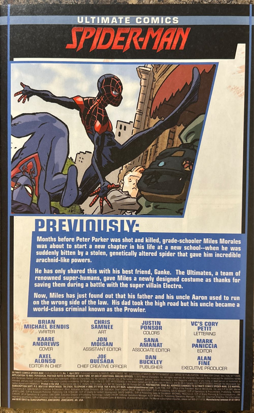 Ultimate Comics Spider-Man - Marvel Comics (7 - Apr 2012) comic book collectible [Barcode 75960607612300711] - Main Image 3