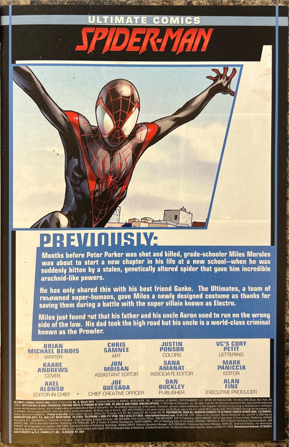 Ultimate Comics Spider-Man - Marvel Comics (6 - Mar 2012) comic book collectible [Barcode 75960607612300611] - Main Image 3