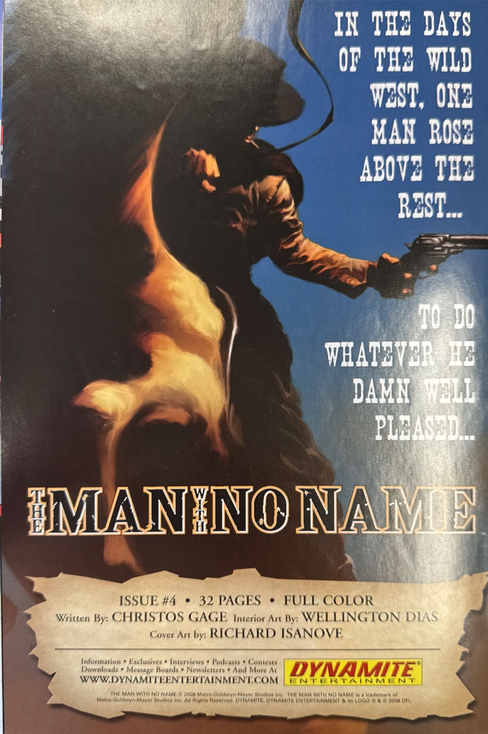Man With No Name - Dynamite (3) comic book collectible [Barcode 725130098450] - Main Image 2