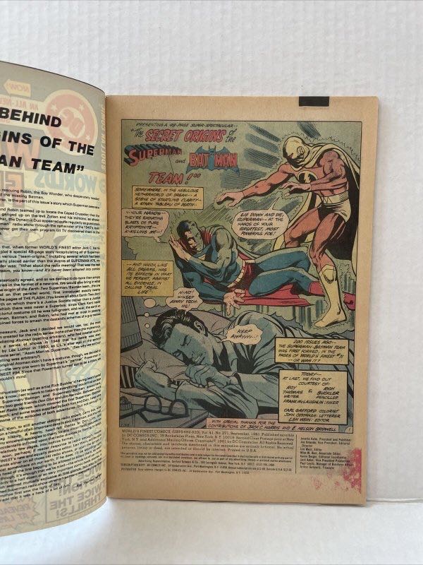 Worlds Finest Comics - DC  Comics (271 - Sep 1981) comic book collectible [Barcode 070989307308] - Main Image 2