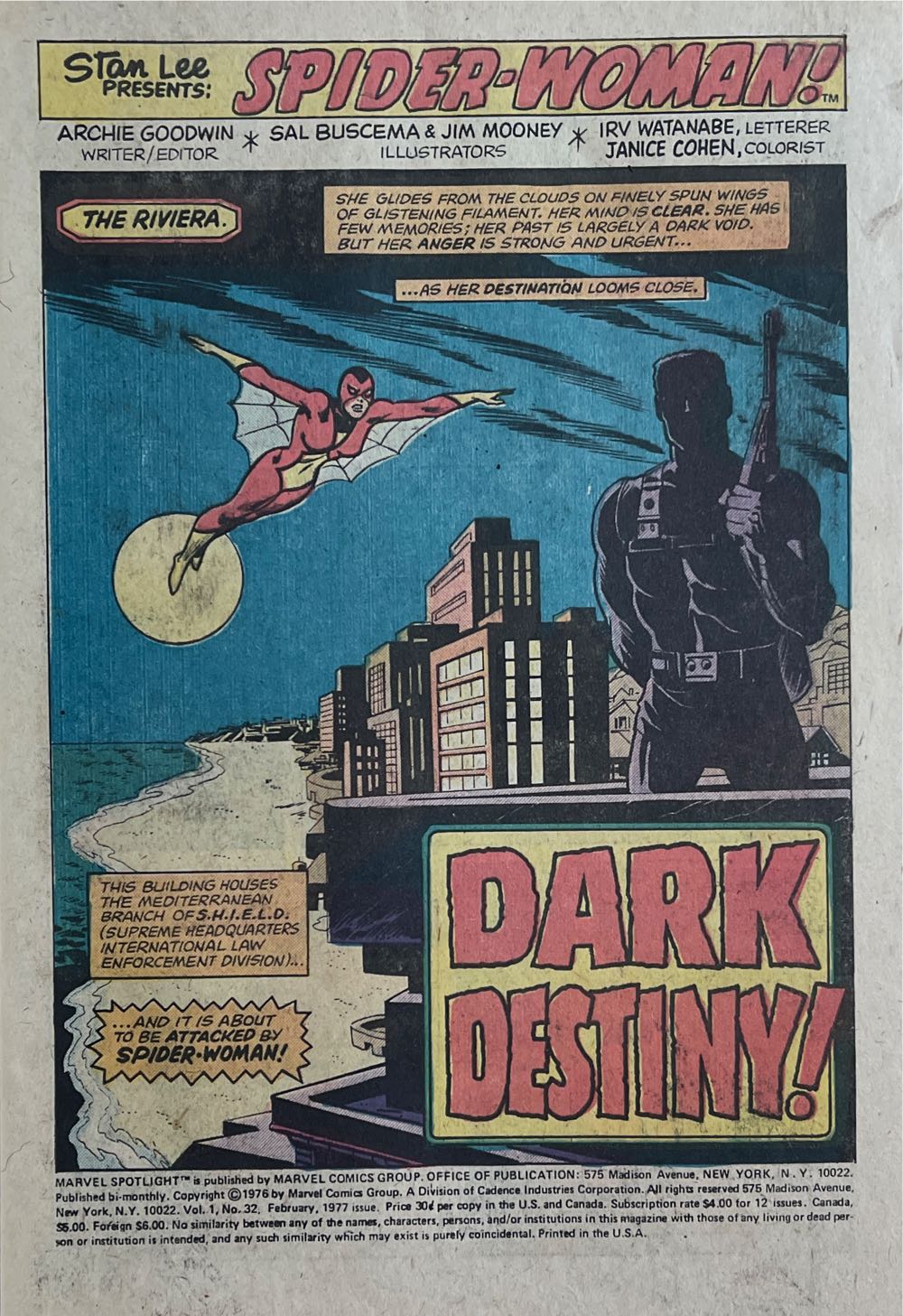 Marvel Spotlight On Spider Woman - Marvel 9.0 (32 - Feb 1977) comic book collectible [Barcode 071486021209] - Main Image 2