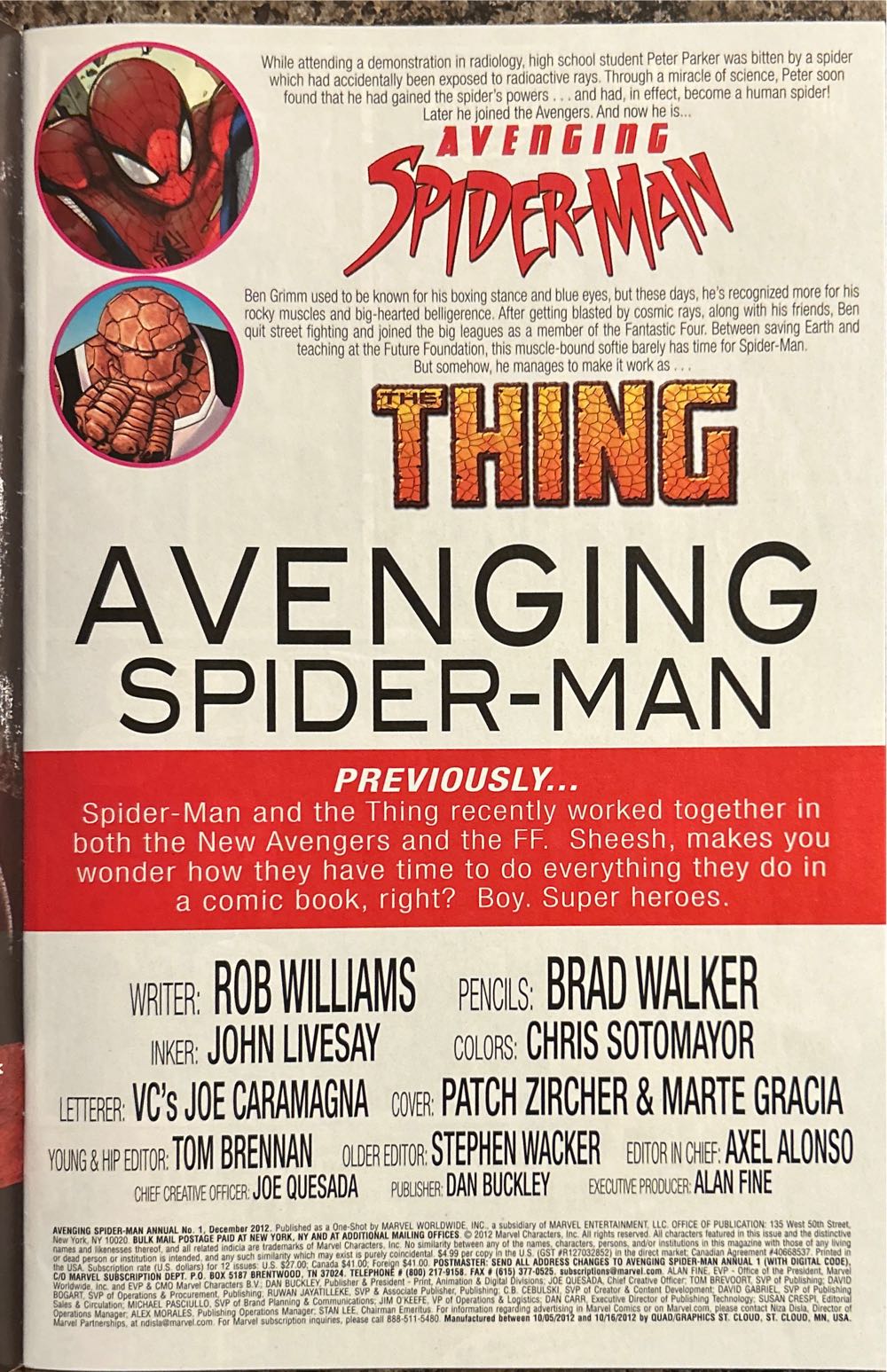 Avenging Spider-Man Annual - Marvel Comics (1 - Dec 2012) comic book collectible [Barcode 75960607850900111] - Main Image 3