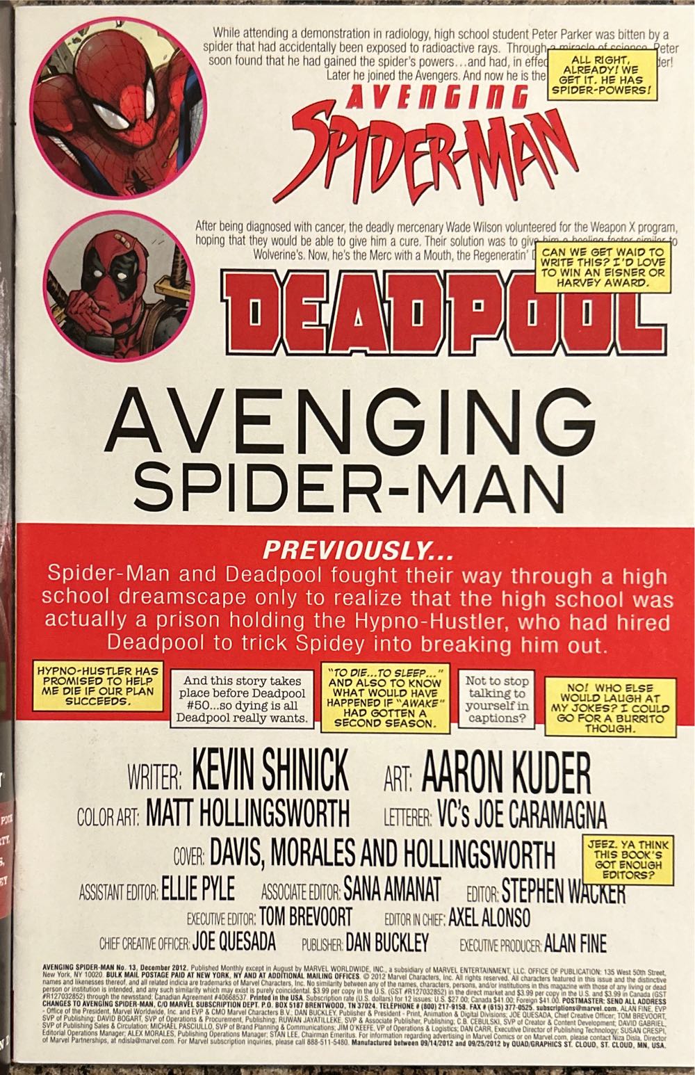 Avenging Spider-Man - Marvel Comics (13 - Dec 2012) comic book collectible [Barcode 75960607643701311] - Main Image 3