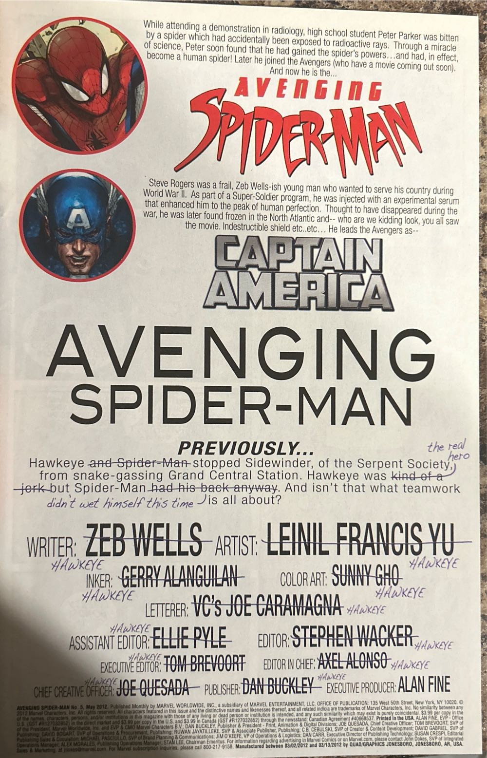 Avenging Spider-Man 5 - Marvel Comics (5 - May 2012) comic book collectible [Barcode 75960607643700511] - Main Image 3