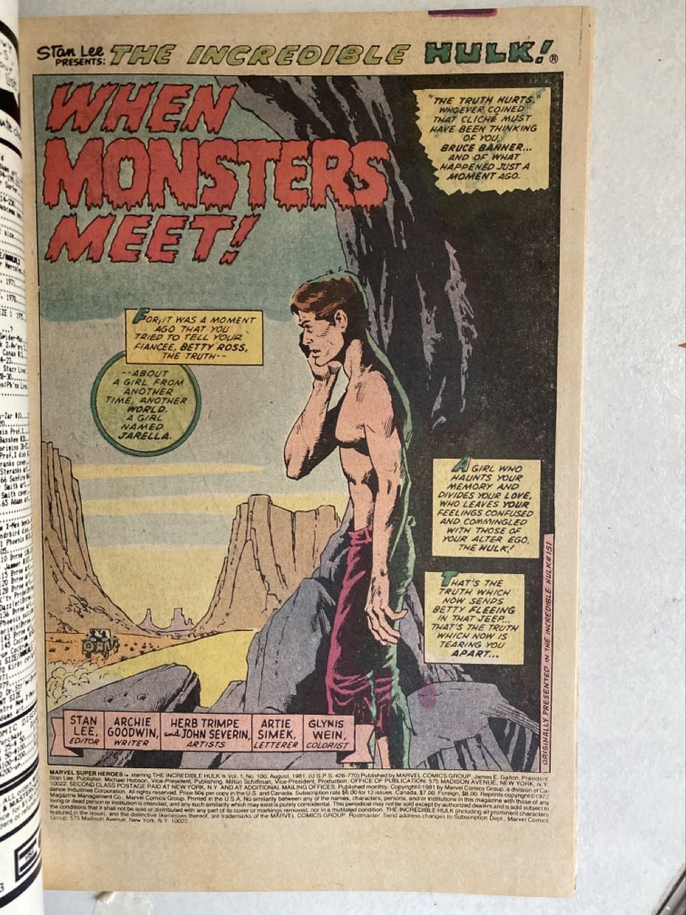 Marvel Super-Heroes Featuring The Incredible Hulk #100 - Marvel Comics (100 - Aug 1981) comic book collectible [Barcode 071486024750] - Main Image 4