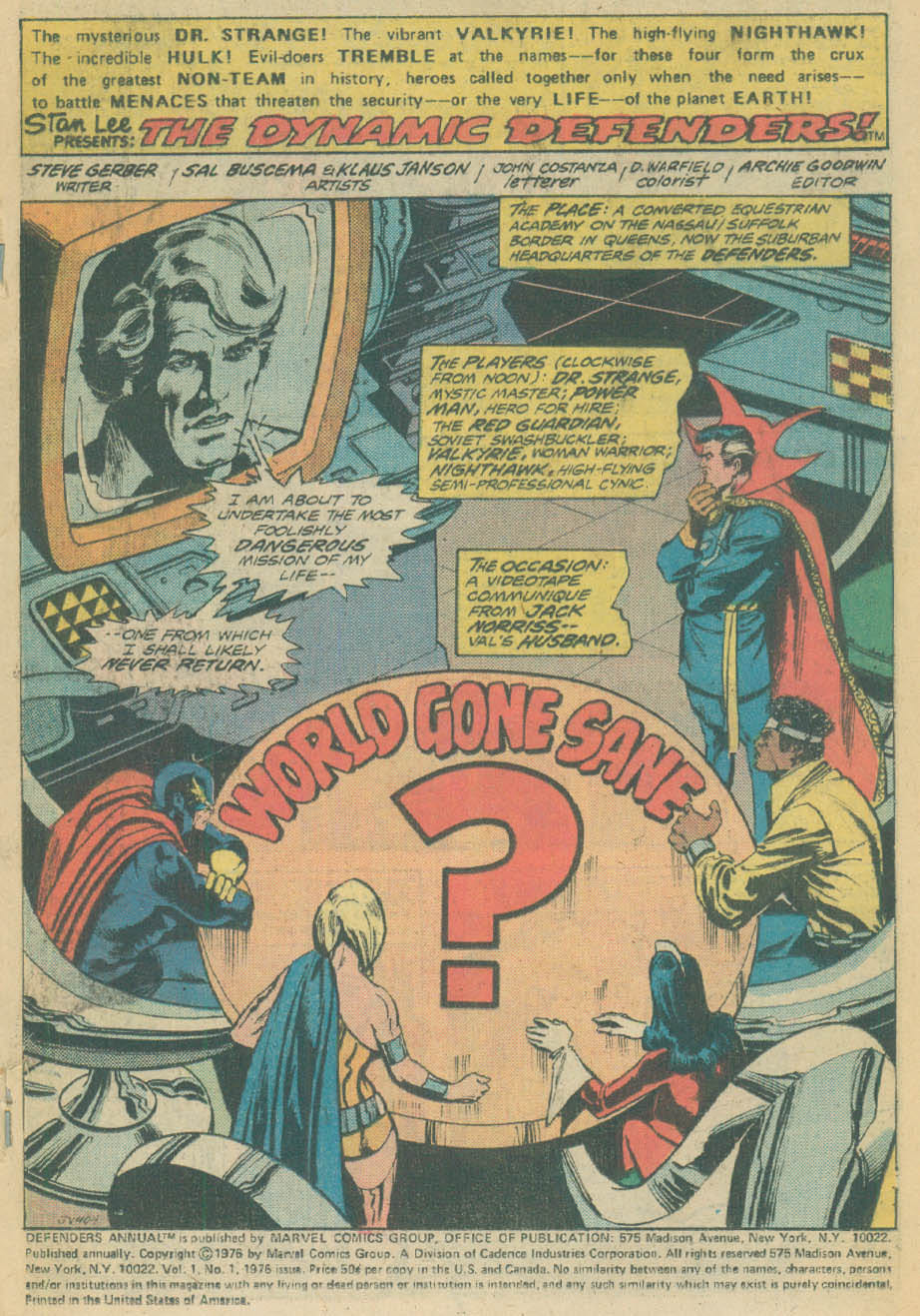 Defenders, The Annual - Marvel Comics (1 - 12/1976) comic book collectible - Main Image 3
