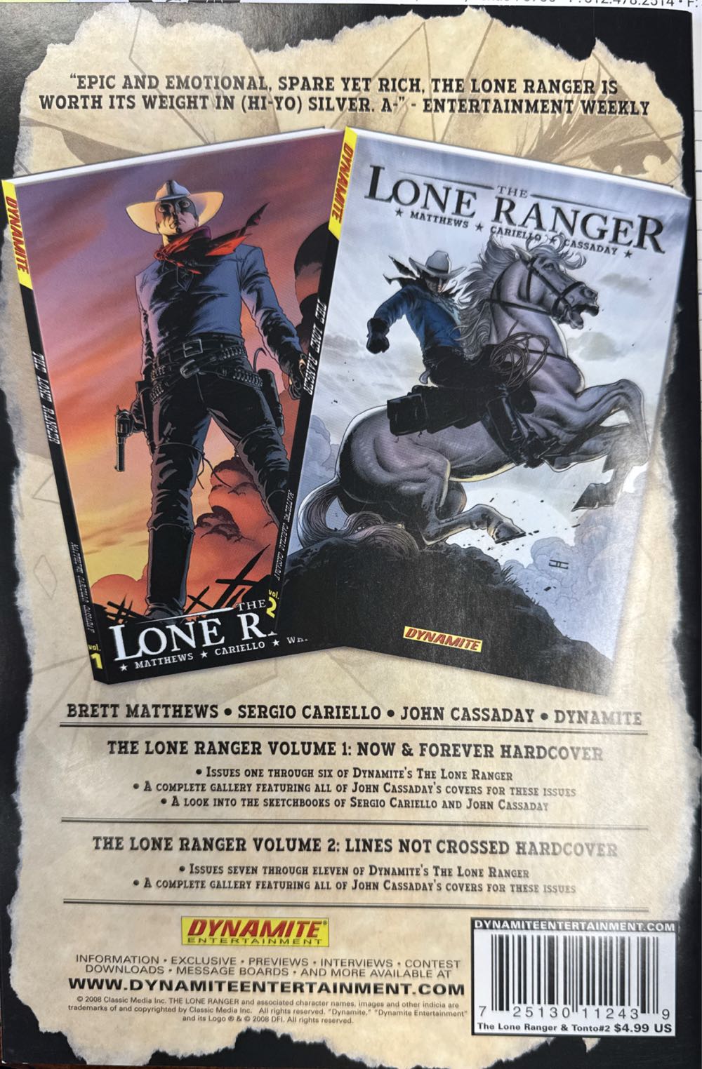 The Lone Ranger & Tonto - Dynamite Entertainment (2) comic book collectible [Barcode 725130112439] - Main Image 2