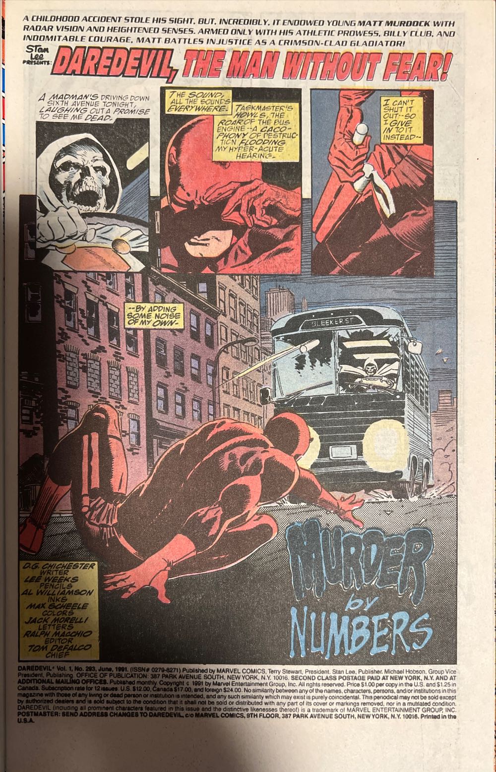 Daredevil The Man Without Fear! - Marvel Comics (293 - Jun 1991) comic book collectible [Barcode 9780785122357] - Main Image 2