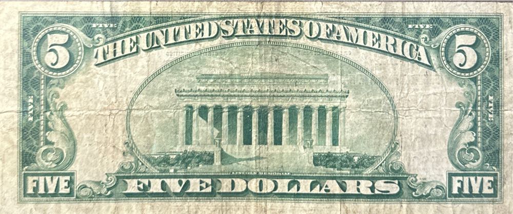 $5 Federal Reserve Bank Note - United States currency collectible - Main Image 2