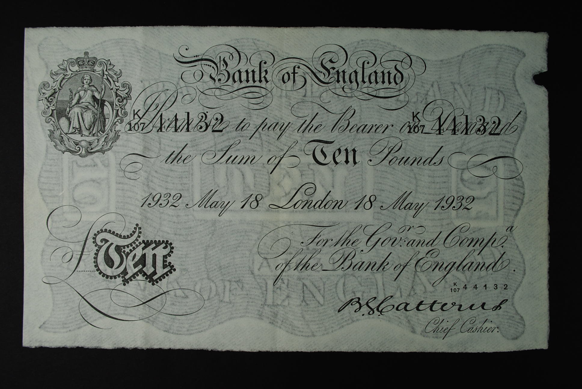 Bank of England B.G.Catterns £10  currency collectible - Main Image 1