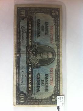 1937 $5 - Canada currency collectible - Main Image 1
