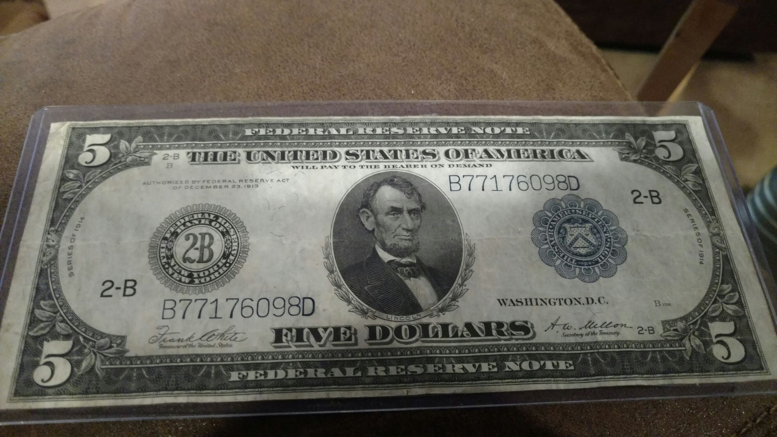 Federal Reserve 1914 $5 - United States currency collectible - Main Image 1