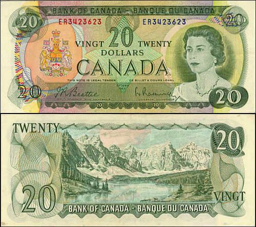 Canadian 1969 20 Dollar Bill - Canada currency collectible - Main Image 1