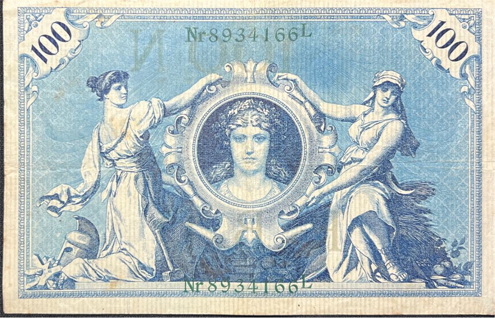 1908 Germany 100 Mark Banknote, KM:34 AU(55-58) - Germany currency collectible - Main Image 2