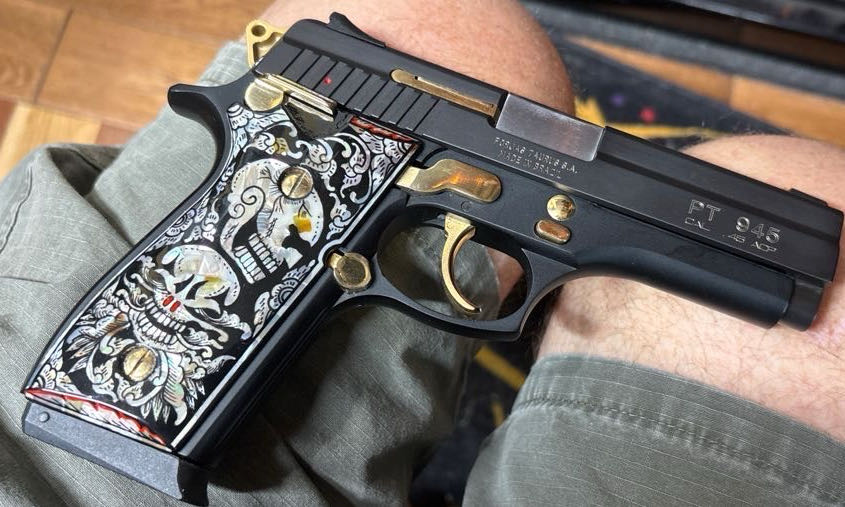 Taurus PT945 Black & Gold Skulls