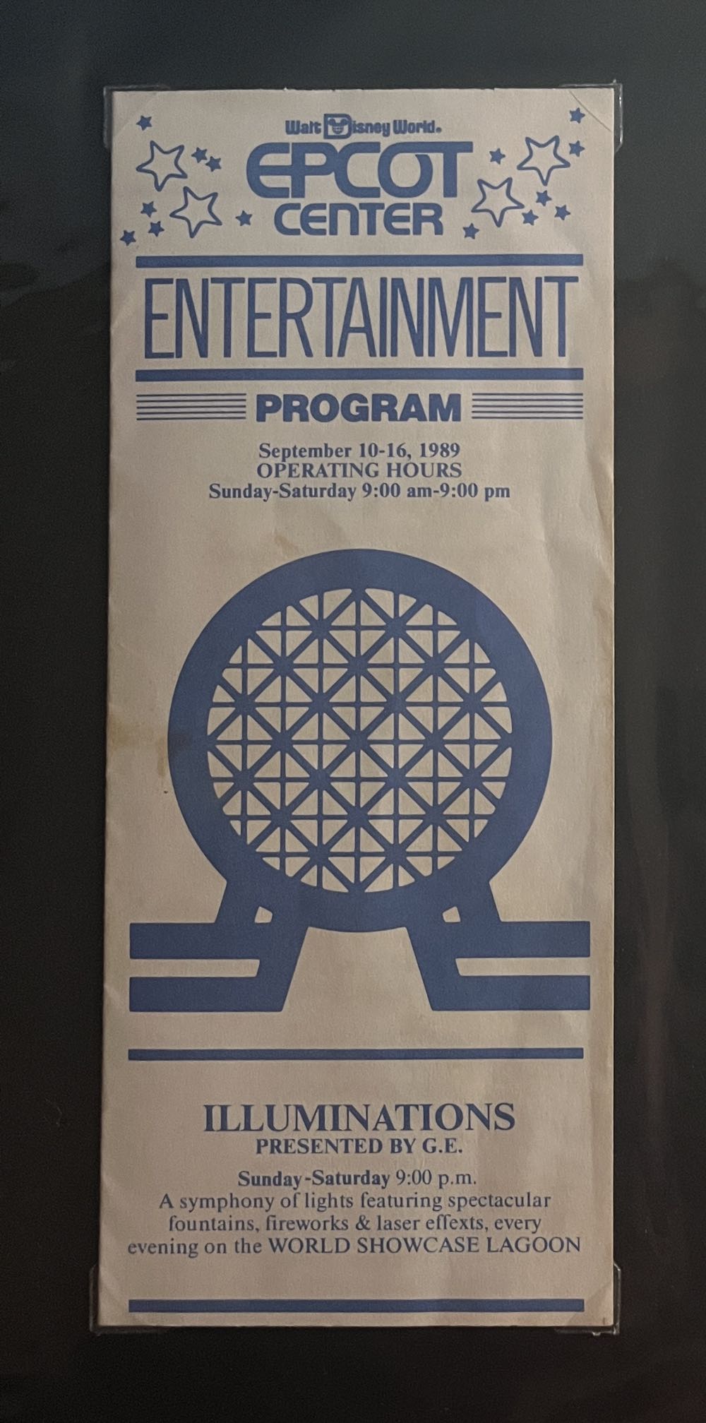 EPCOT Center Entertainment Program Brochure, 1989