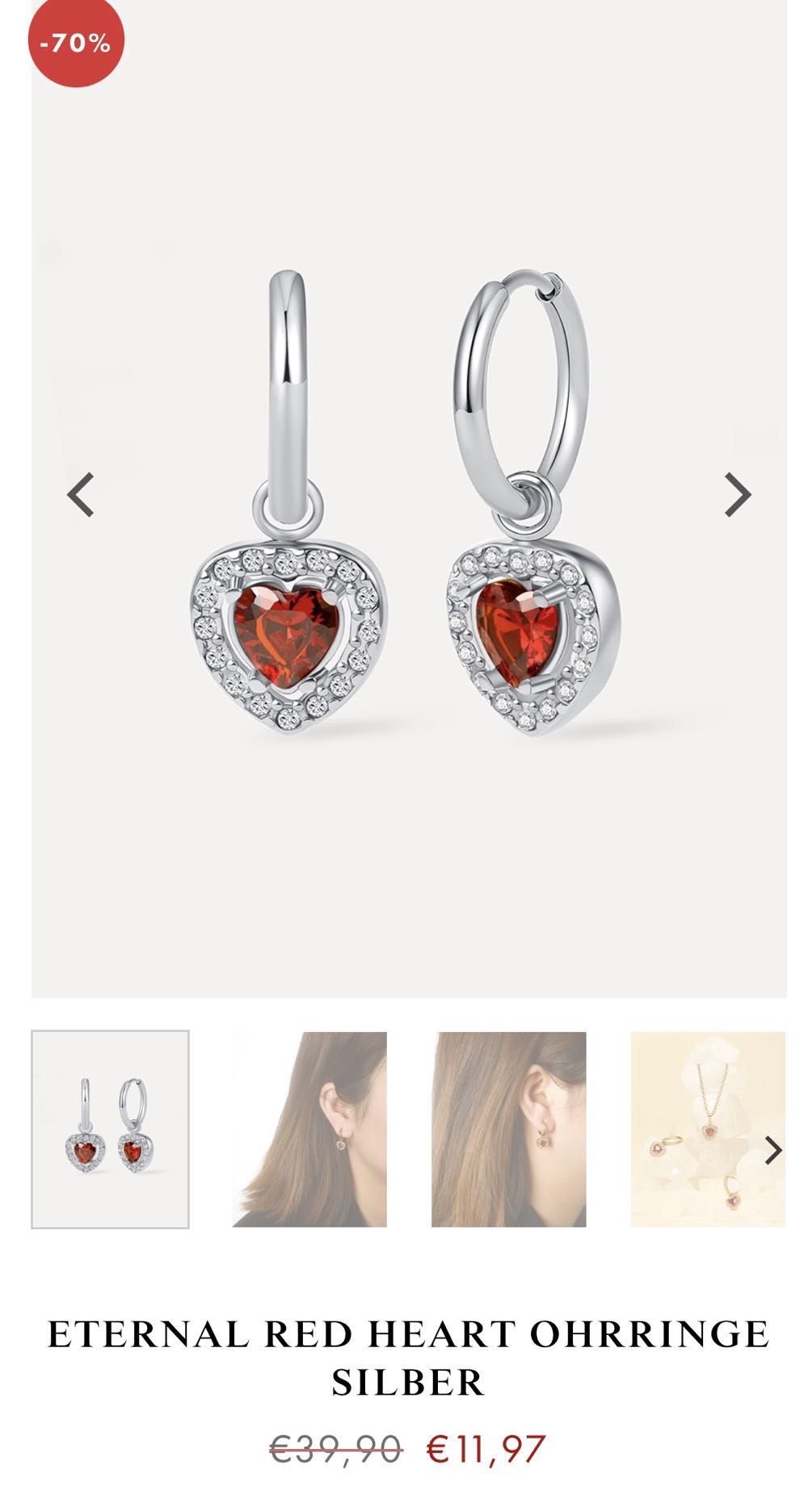 Eternal Red Heart Ohrringe